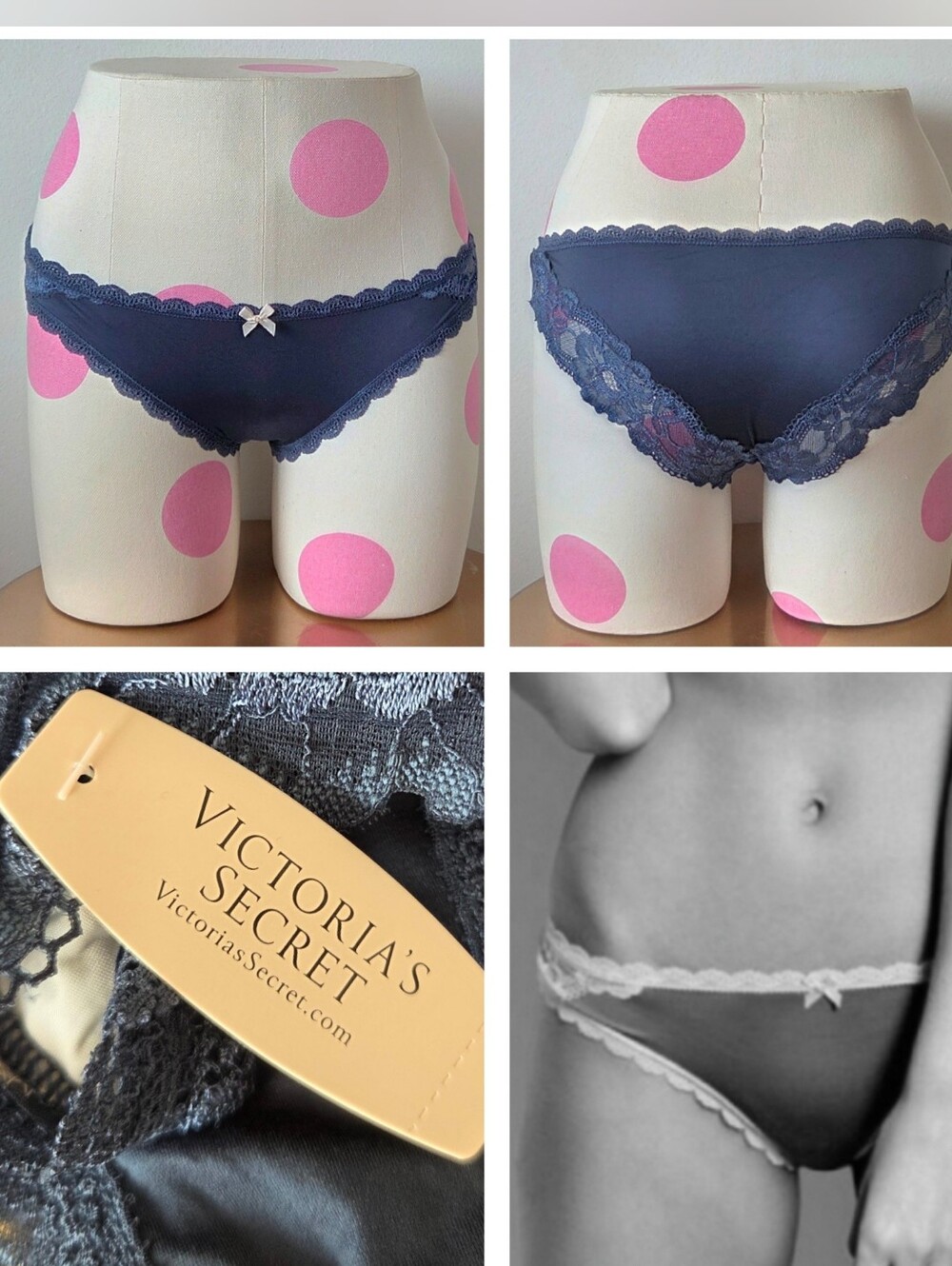 Victoria's Secret VTG Dream Angel Cheekini Bikini Panty NWT Nylon Lace Bow Satin